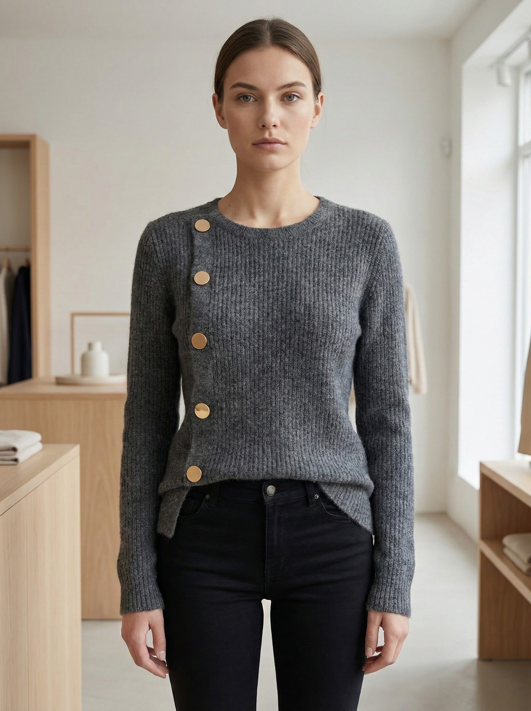 Bottoni decorativi in ​​metallo per maglioni in primavera, autunno e inverno