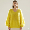 Baby mohair, V-neck collar, long-sleeved, Casual, puff sleeves style art.mh6102