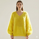 Baby mohair, V-neck collar, long-sleeved, Casual, puff sleeves style art.mh6102