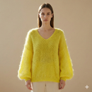 Baby mohair, V-neck collar, long-sleeved, Casual, puff sleeves style art.mh6102
