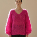 Baby mohair, V-neck collar, long-sleeved, Casual, puff sleeves style art.mh6102