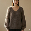 Baby mohair, V-neck collar, long-sleeved, Casual, puff sleeves style art.mh6102