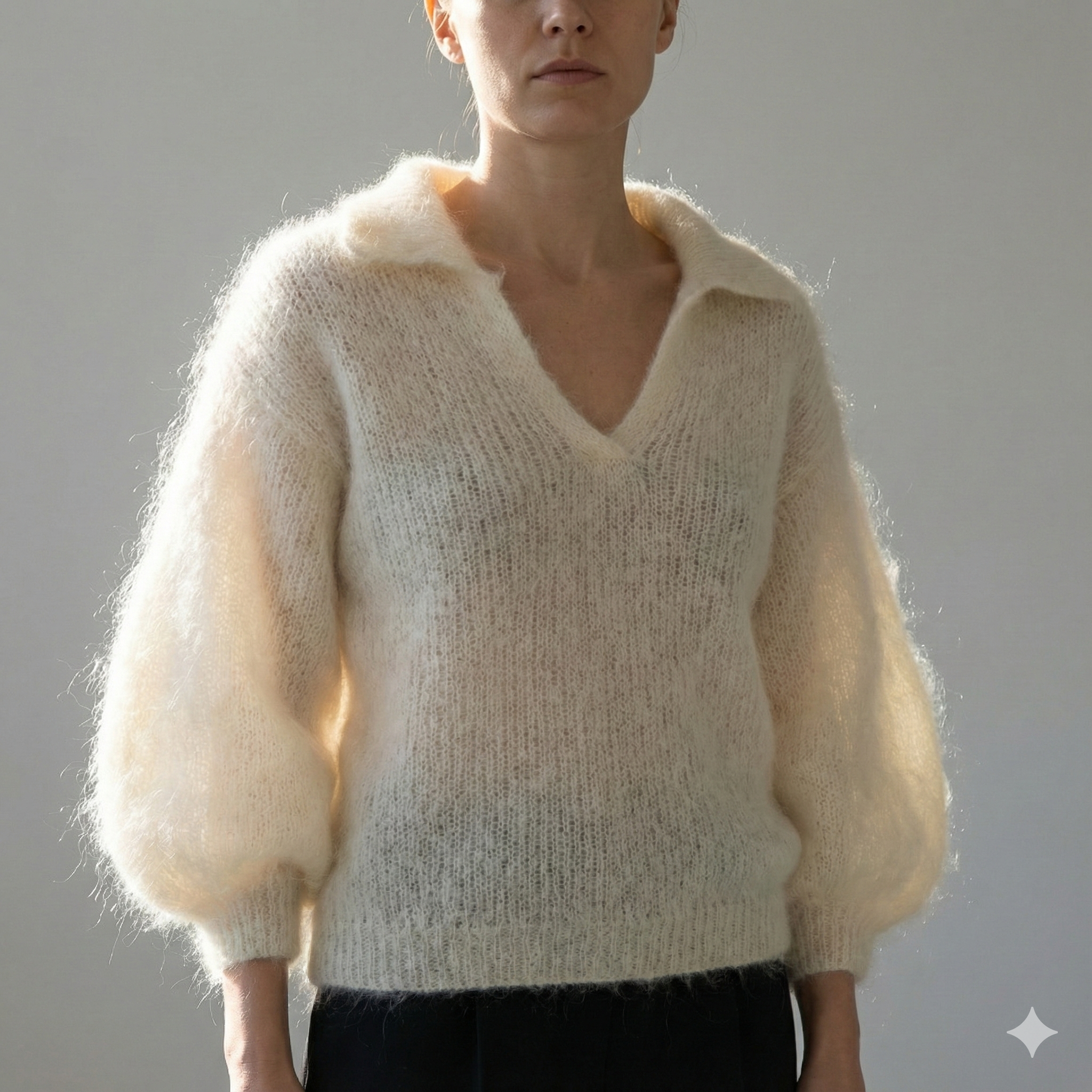 Baby mohair, V-neck polo collar, short-sleeved, Casual, Short style art.mh6101