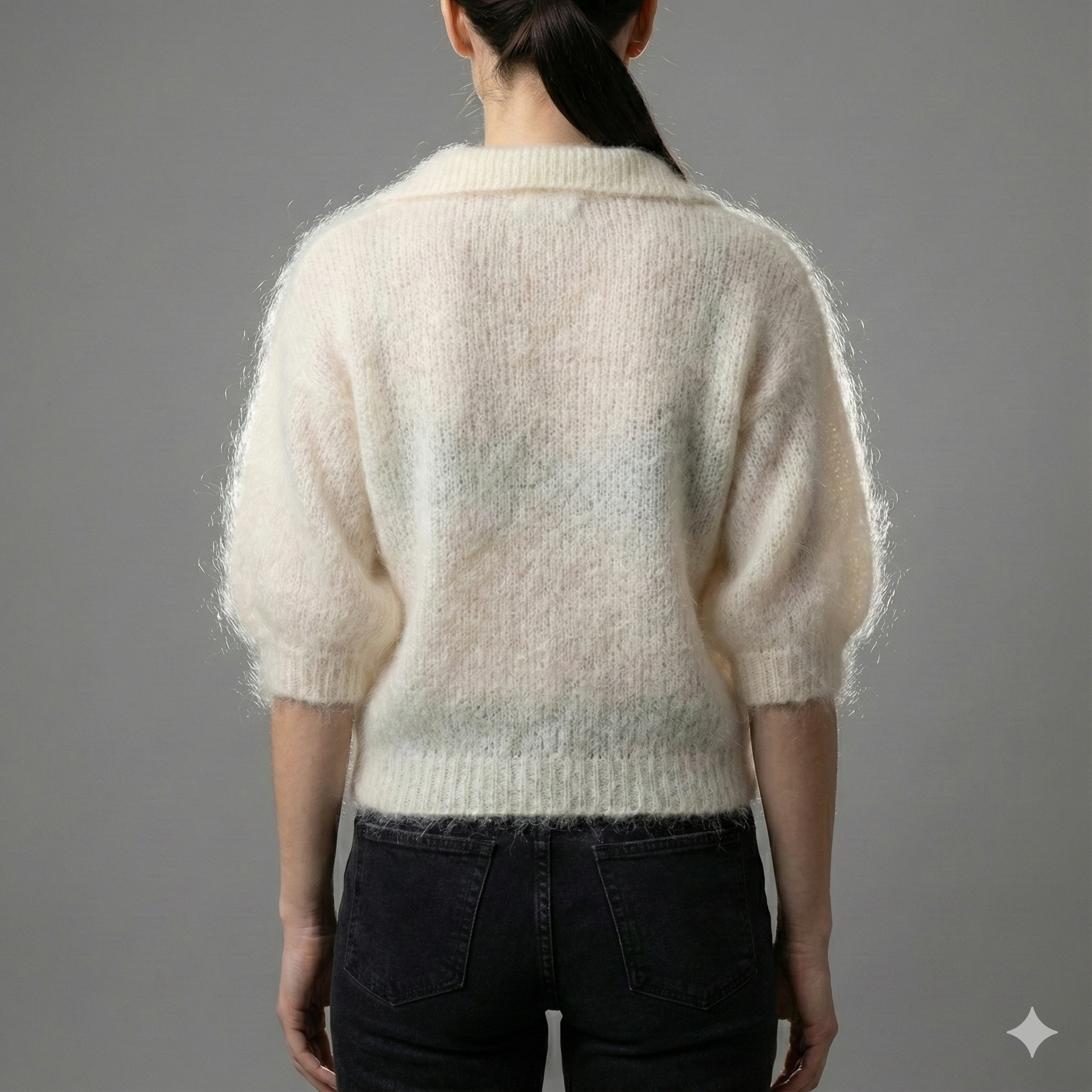 Baby mohair, V-neck polo collar, short-sleeved, Casual, Short style art.mh6101