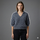 Baby mohair, V-neck polo collar, short-sleeved, Casual, Short style art.mh6101