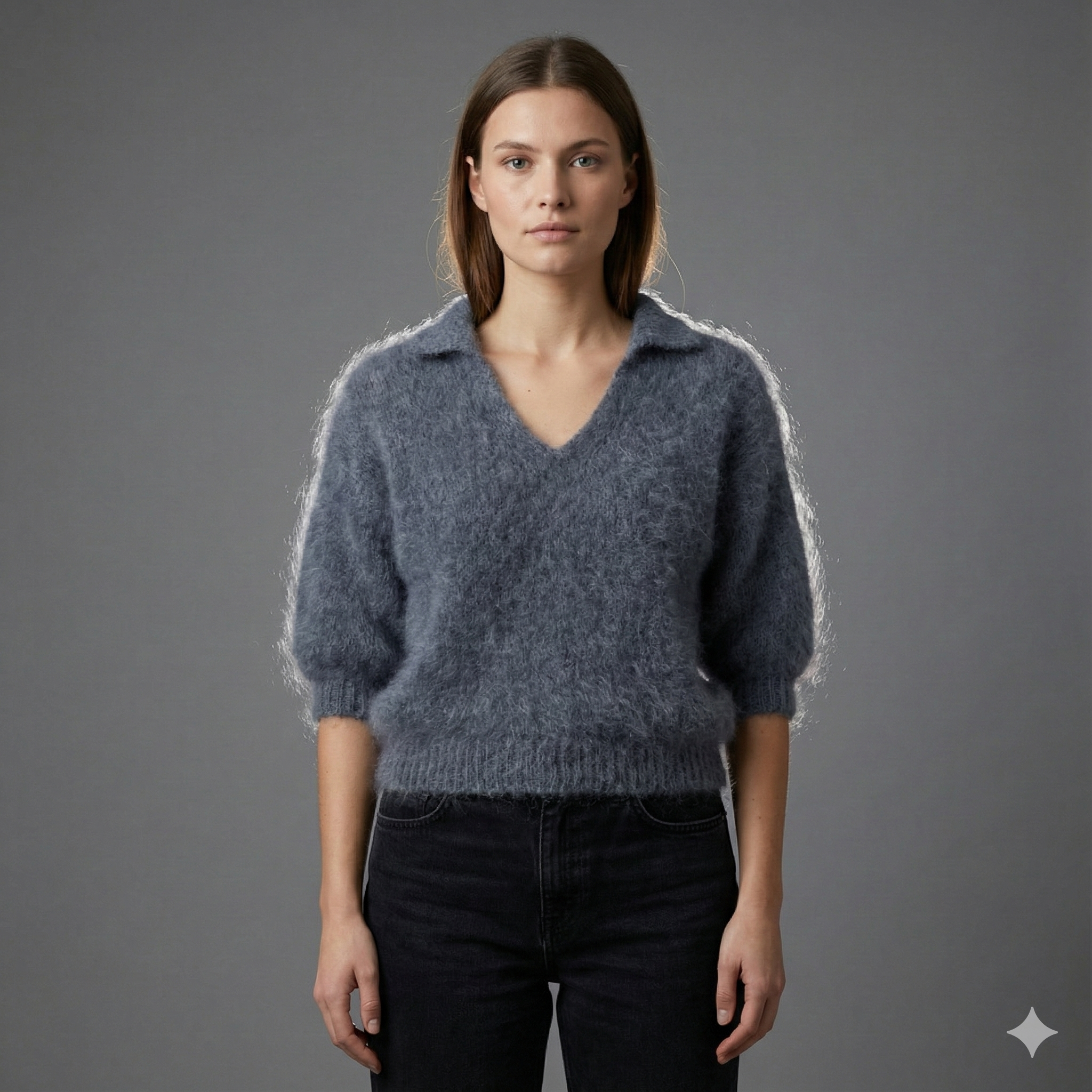 Baby mohair, V-neck polo collar, short-sleeved, Casual, Short style art.mh6101