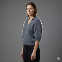 Baby mohair, V-neck polo collar, short-sleeved, Casual, Short style art.mh6101