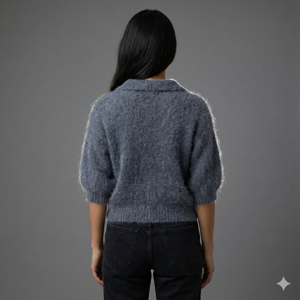 Baby mohair, V-neck polo collar, short-sleeved, Casual, Short style art.mh6101