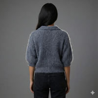 Baby mohair, V-neck polo collar, short-sleeved, Casual, Short style art.mh6101