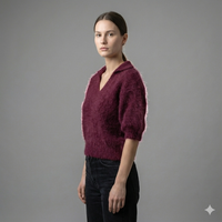 Baby mohair, V-neck polo collar, short-sleeved, Casual, Short style art.mh6101