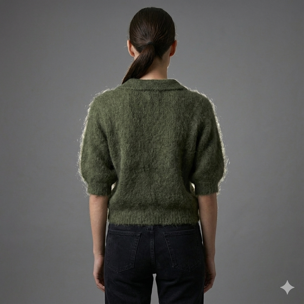 Baby mohair, V-neck polo collar, short-sleeved, Casual, Short style art.mh6101