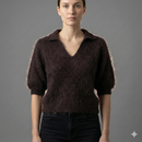 Baby mohair, V-neck polo collar, short-sleeved, Casual, Short style art.mh6101