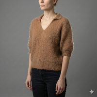 Baby mohair, V-neck polo collar, short-sleeved, Casual, Short style art.mh6101