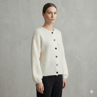 baby alpaca long sleeve Cardigan crew neck art.21502