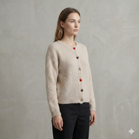 baby alpaca long sleeve Cardigan crew neck art.21502