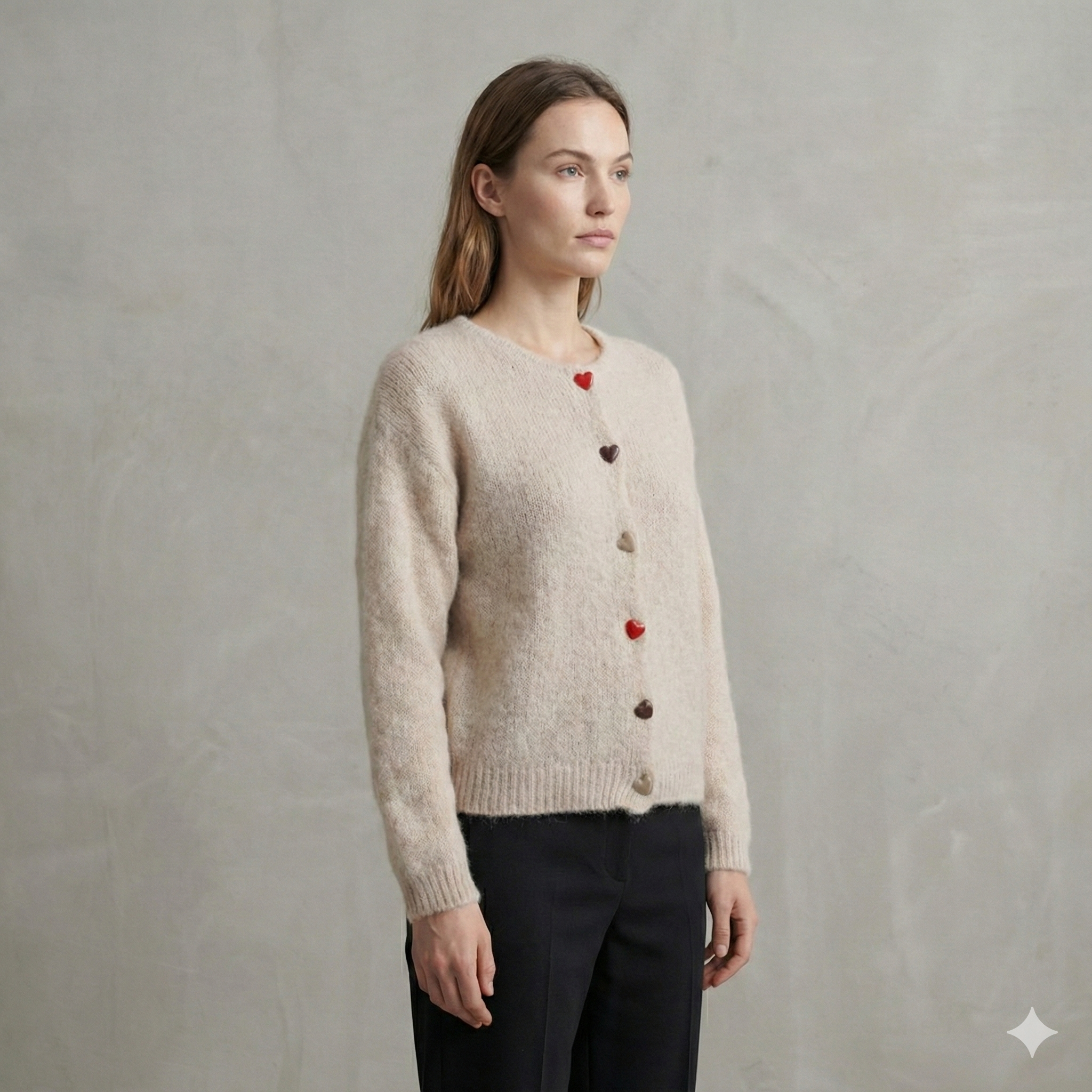 baby alpaca long sleeve Cardigan crew neck art.21502