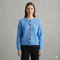 baby alpaca long sleeve Cardigan crew neck art.21502