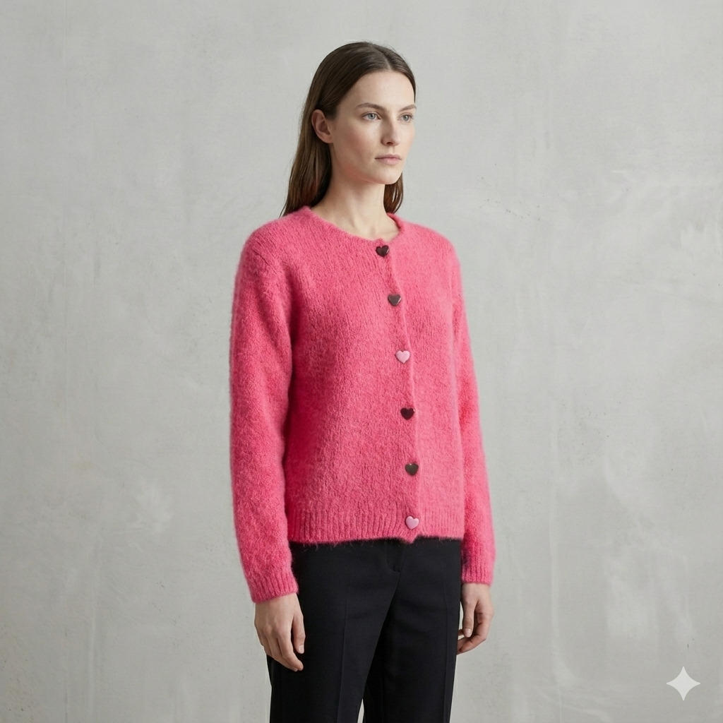 baby alpaca long sleeve Cardigan crew neck art.21502