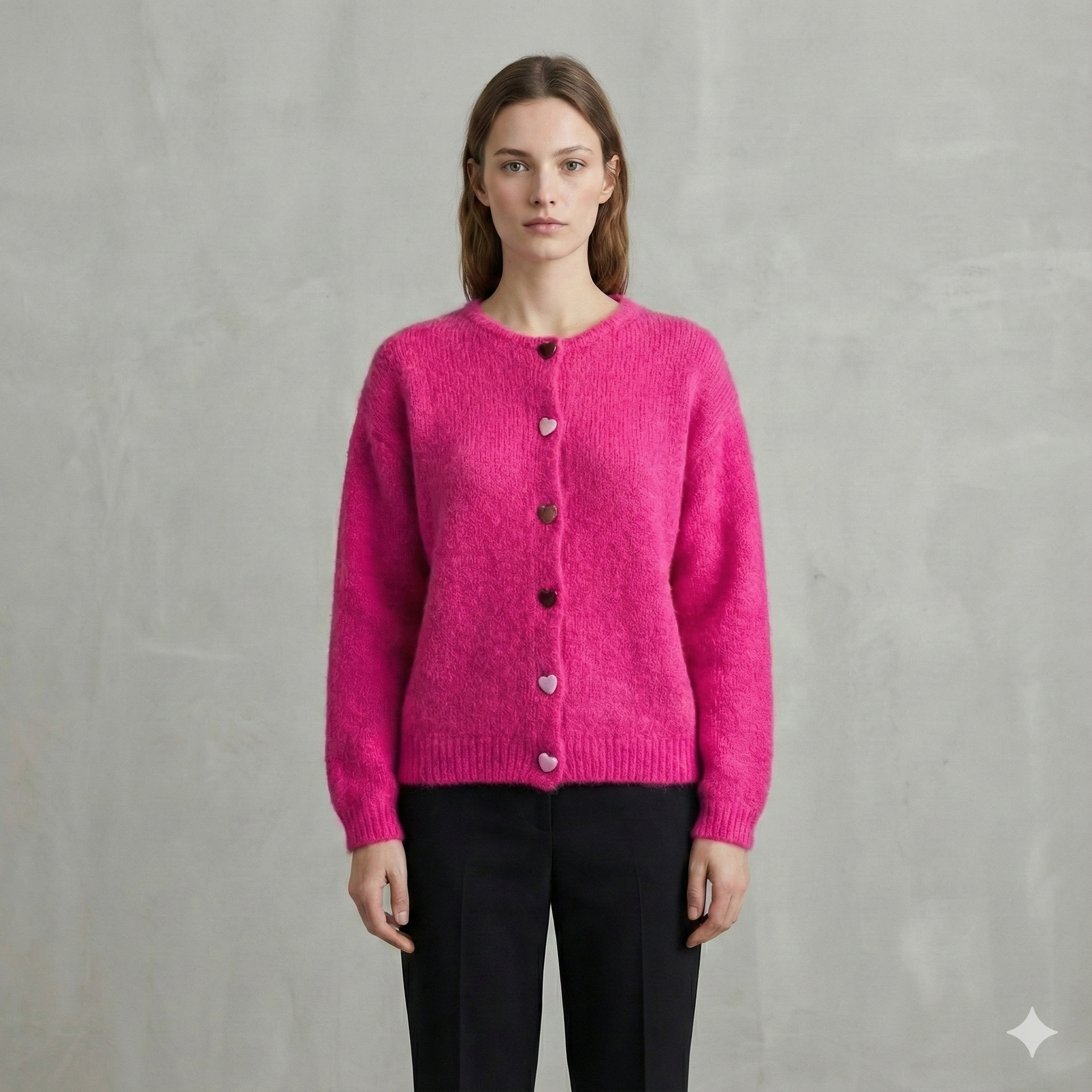 baby alpaca long sleeve Cardigan crew neck art.21502