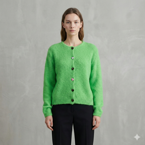 baby alpaca long sleeve Cardigan crew neck art.21502