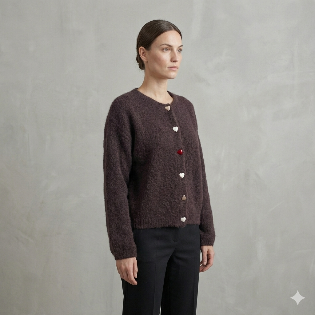 baby alpaca long sleeve Cardigan crew neck art.21502