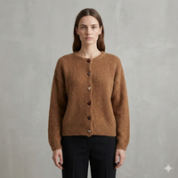 baby alpaca long sleeve Cardigan crew neck art.21502