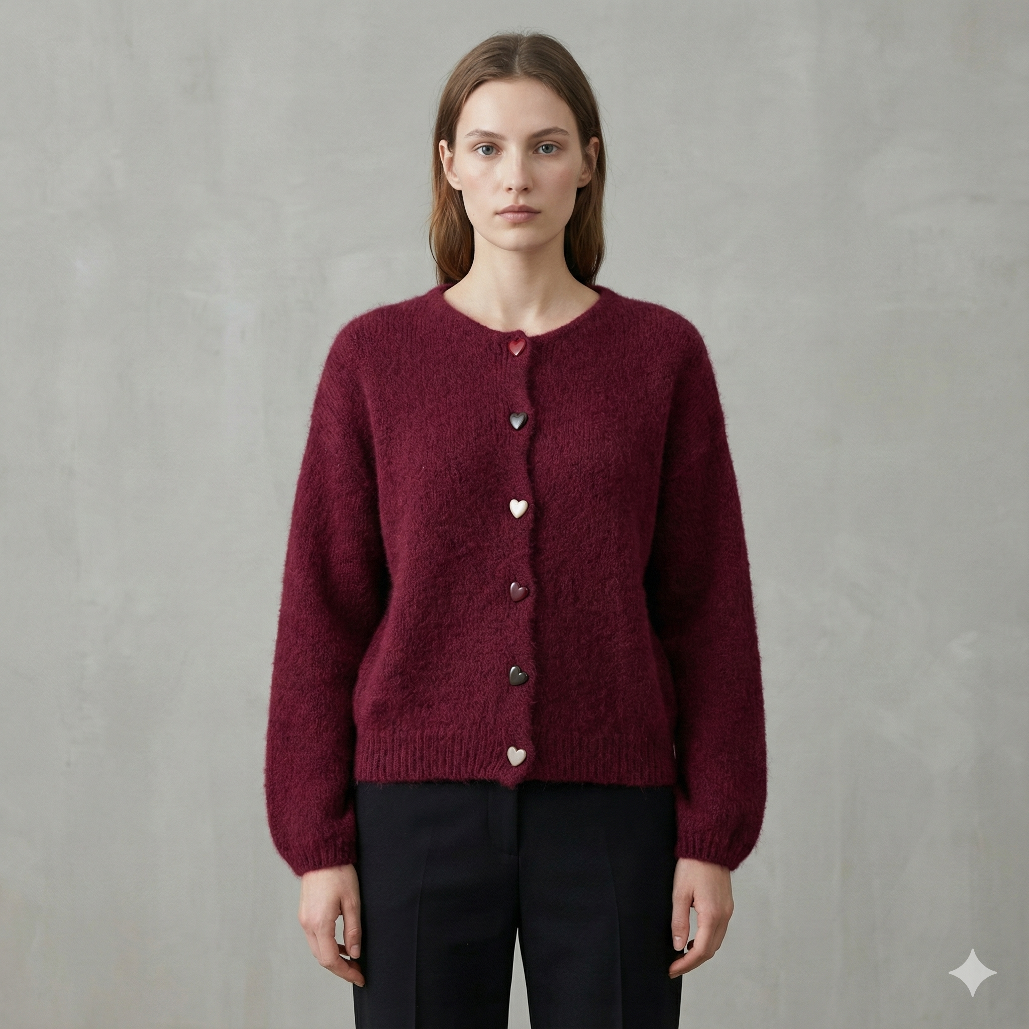 baby alpaca long sleeve Cardigan crew neck art.21502