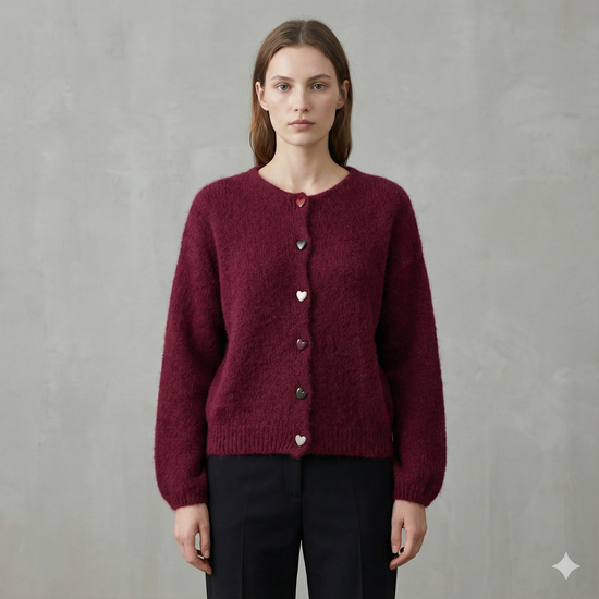 baby alpaca long sleeve Cardigan crew neck art.21502