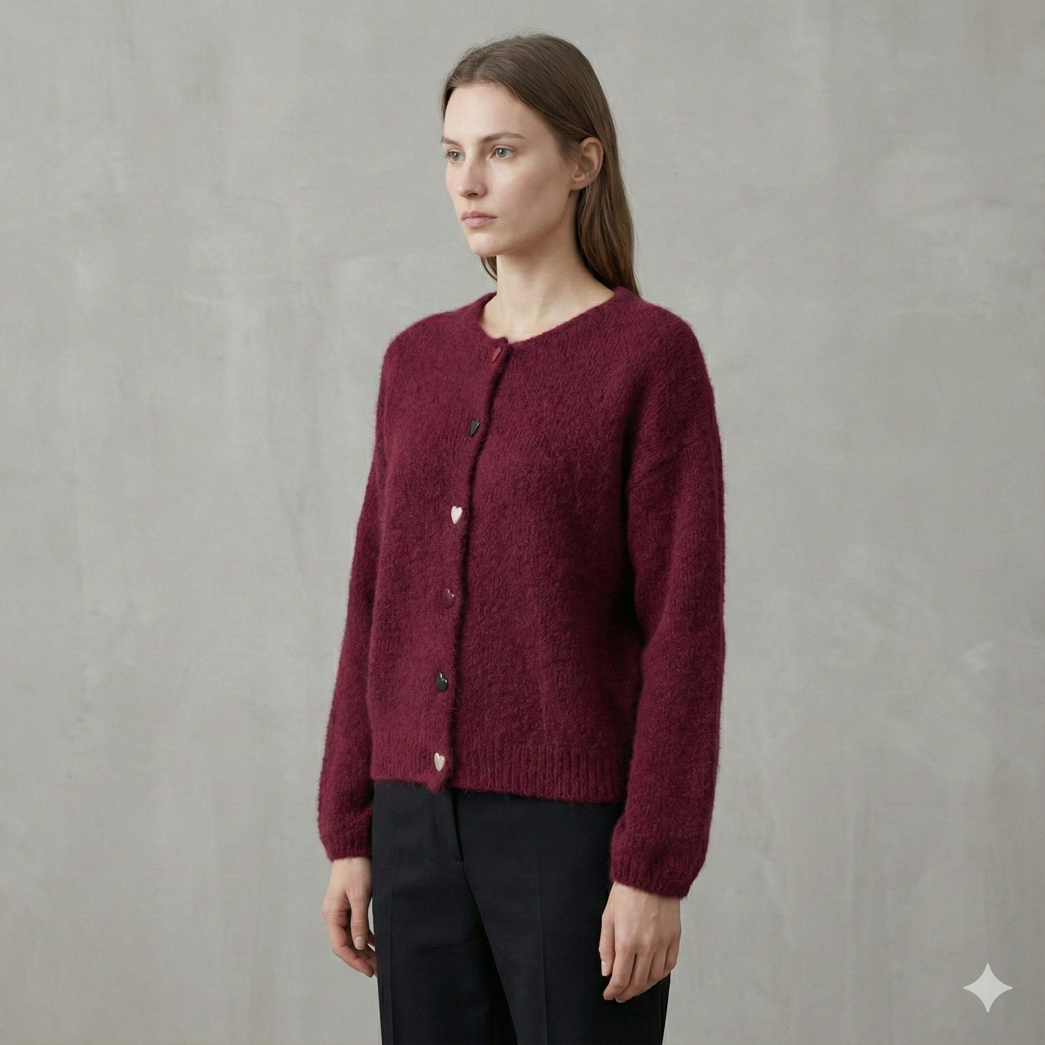 baby alpaca long sleeve Cardigan crew neck art.21502