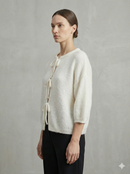 baby alpaca Mid-length sleeve Cardigan crew neck art.21287