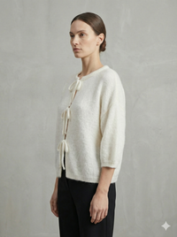 baby alpaca Mid-length sleeve Cardigan crew neck art.21287