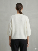 baby alpaca Mid-length sleeve Cardigan crew neck art.21287