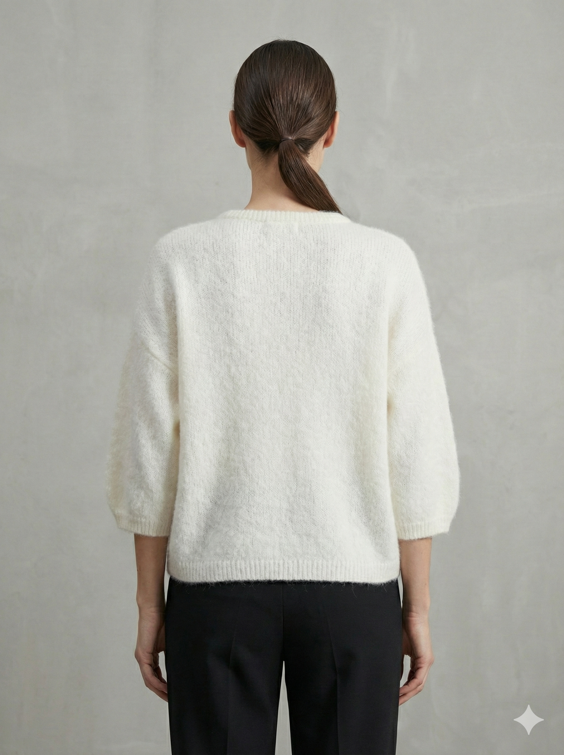 baby alpaca Mid-length sleeve Cardigan crew neck art.21287