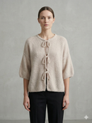 baby alpaca Mid-length sleeve Cardigan crew neck art.21287