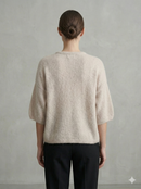 baby alpaca Mid-length sleeve Cardigan crew neck art.21287