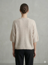 baby alpaca Mid-length sleeve Cardigan crew neck art.21287