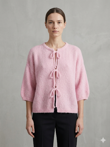 baby alpaca Mid-length sleeve Cardigan crew neck art.21287