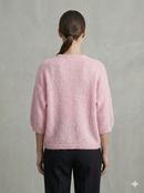 baby alpaca Mid-length sleeve Cardigan crew neck art.21287