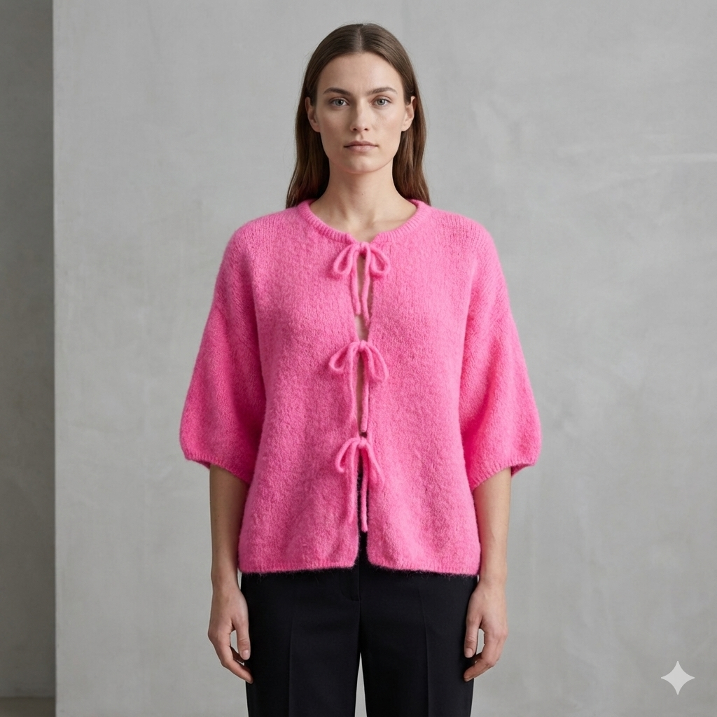 baby alpaca Mid-length sleeve Cardigan crew neck art.21287