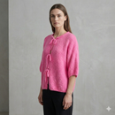 baby alpaca Mid-length sleeve Cardigan crew neck art.21287