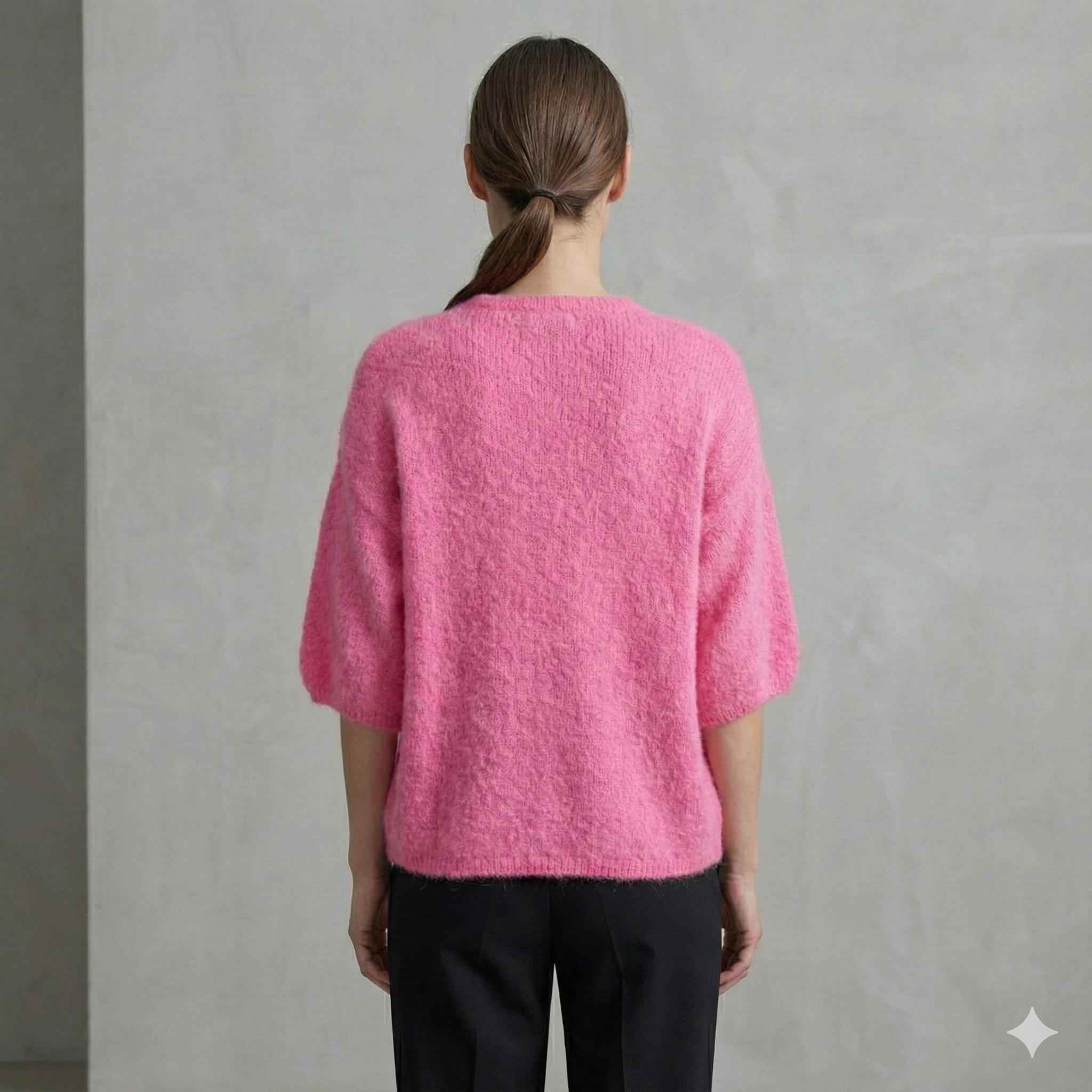 baby alpaca Mid-length sleeve Cardigan crew neck art.21287