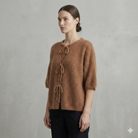 baby alpaca Mid-length sleeve Cardigan crew neck art.21287