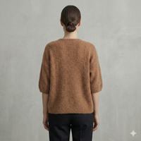 baby alpaca Mid-length sleeve Cardigan crew neck art.21287