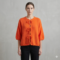 baby alpaca Mid-length sleeve Cardigan crew neck art.21287