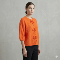 baby alpaca Mid-length sleeve Cardigan crew neck art.21287