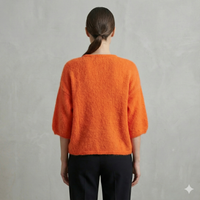 baby alpaca Mid-length sleeve Cardigan crew neck art.21287