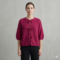 baby alpaca Mid-length sleeve Cardigan crew neck art.21287