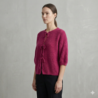 baby alpaca Mid-length sleeve Cardigan crew neck art.21287