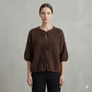 baby alpaca Mid-length sleeve Cardigan crew neck art.21287