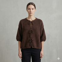 baby alpaca Mid-length sleeve Cardigan crew neck art.21287